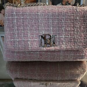 Badgley Mischka Pink Tweed Shoulder Bag